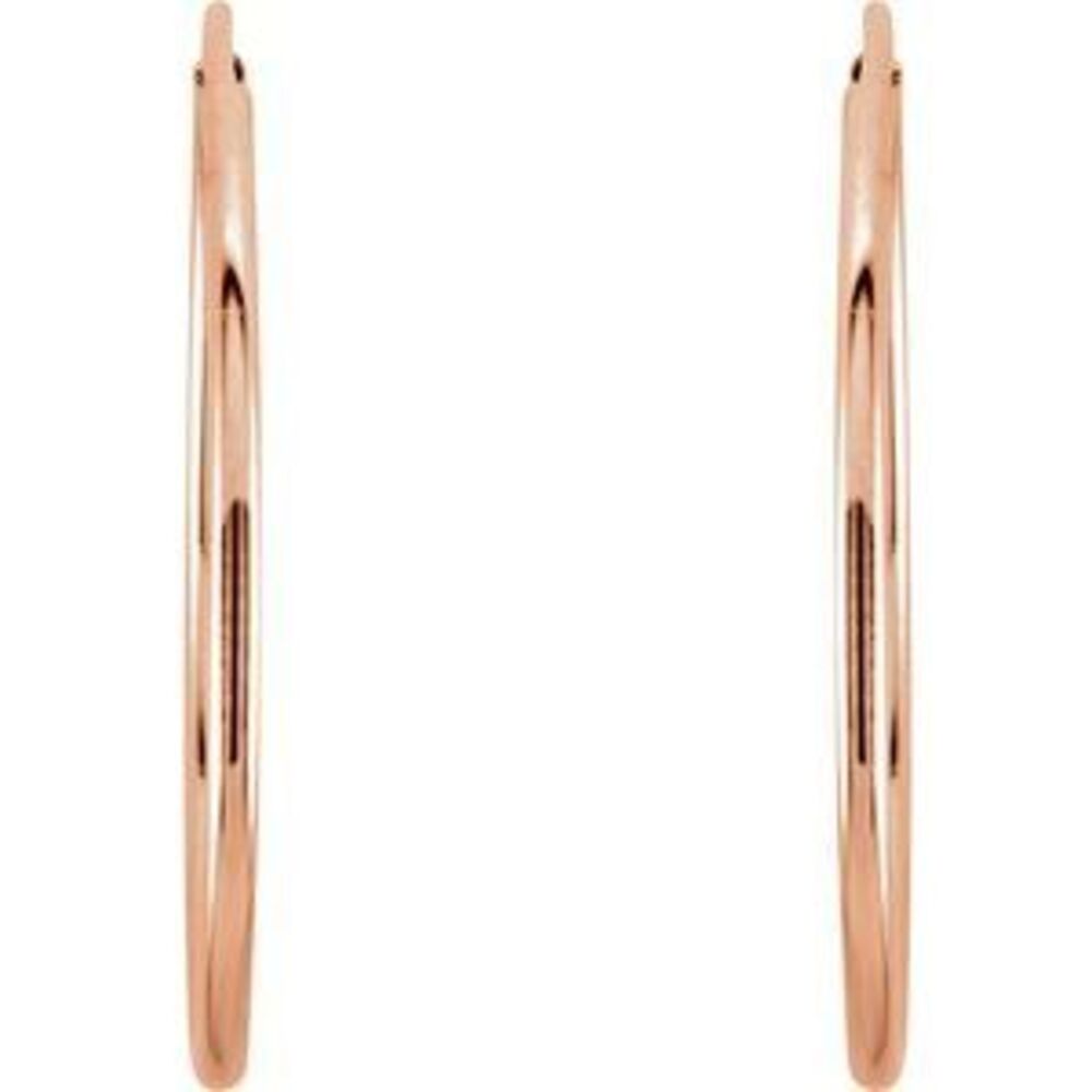 14k Rose Gold Endless Hoop Earrings Jewelry For Gift - 20mm View 2